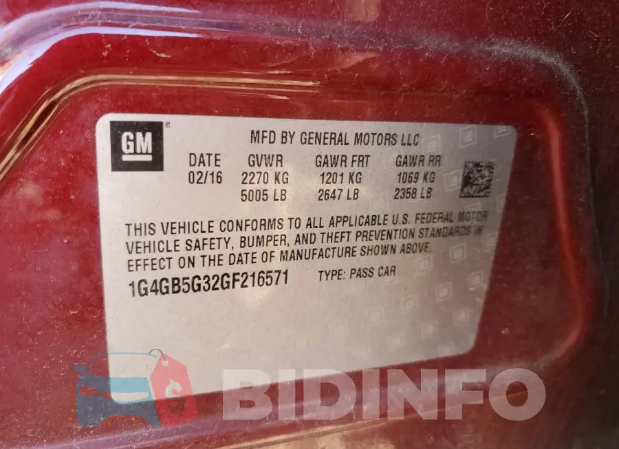 1G4GB5G32GF216571 Photo# 13