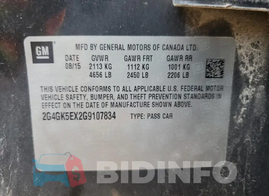 2G4GK5EX2G9107834 Photo# 12