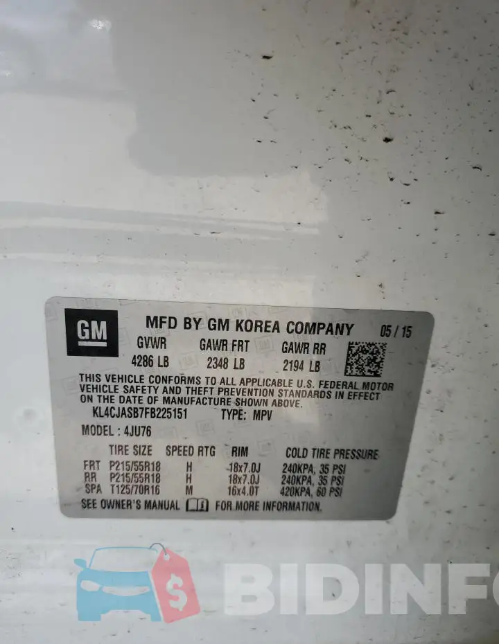 KL4CJASB7FB225151 Photo# 13