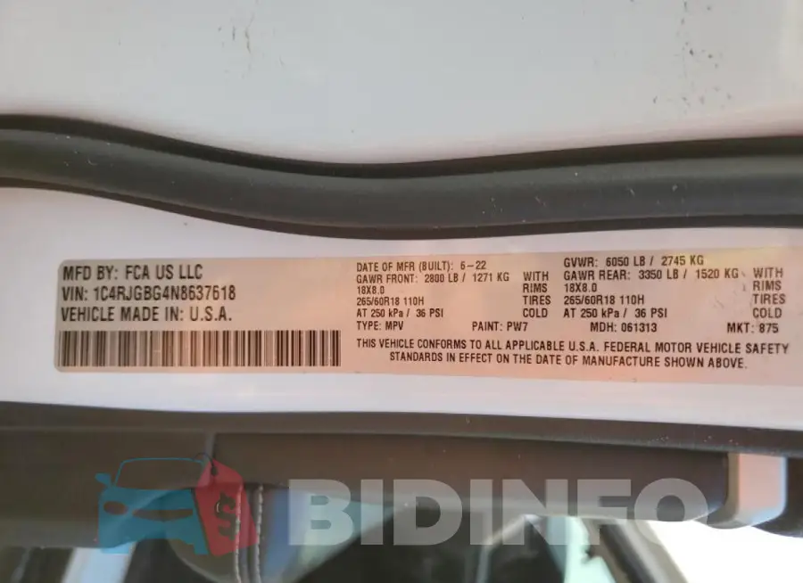 1C4RJGBG4N8637618 Photo# 13