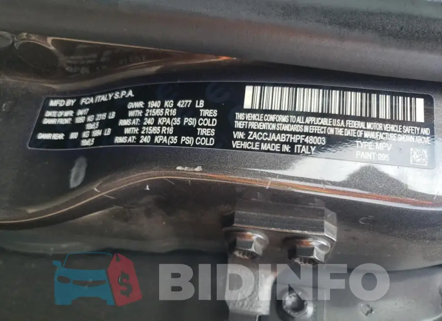ZACCJAAB7HPF48003 Photo# 12
