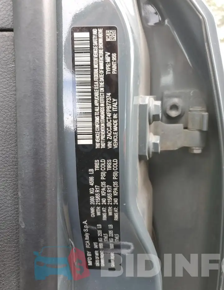 ZACCJBCT4FPB77374 Photo# 12