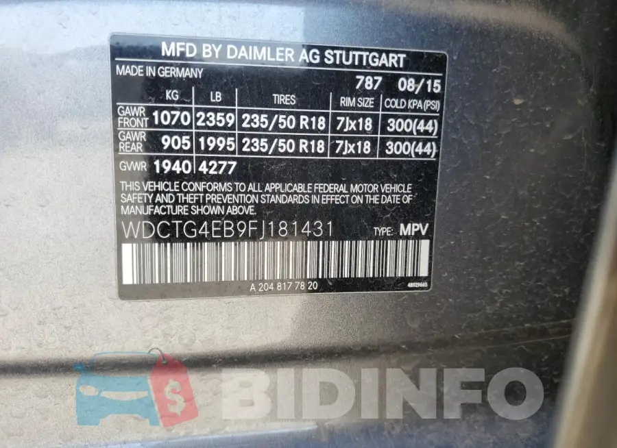 WDCTG4EB9FJ181431 Photo# 13