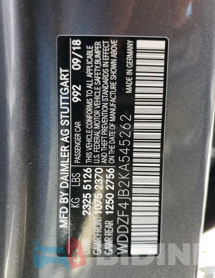 WDDZF4JB2KA545262 Photo# 12