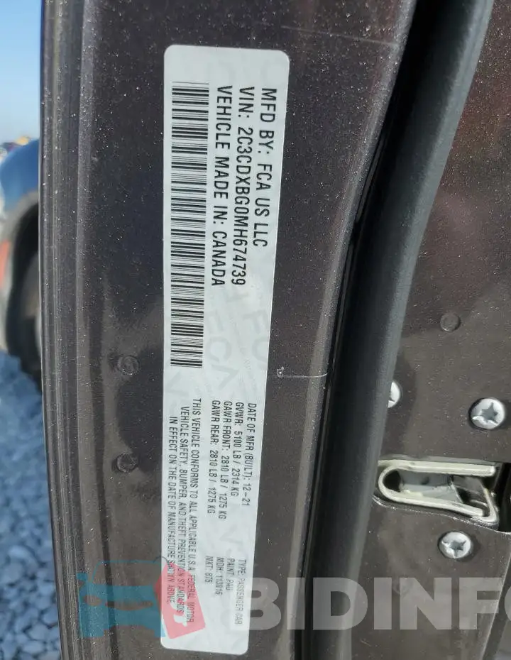 2C3CDXBG0MH674739 Photo# 12