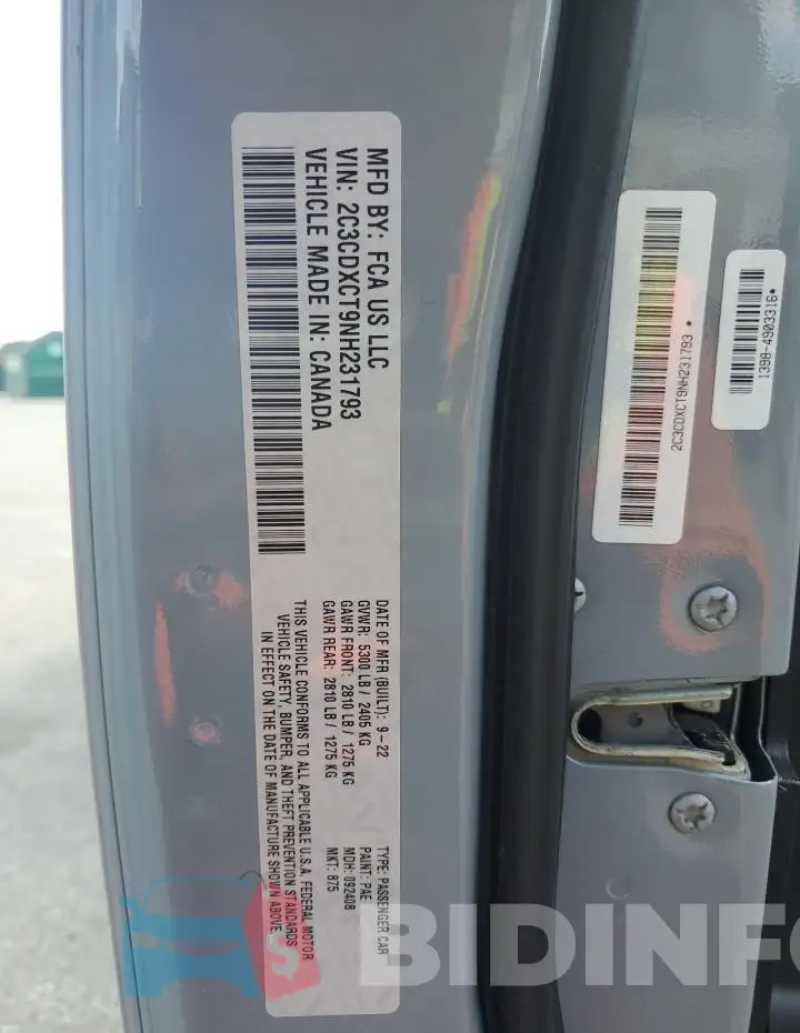 2C3CDXCT9NH231793 Photo# 12