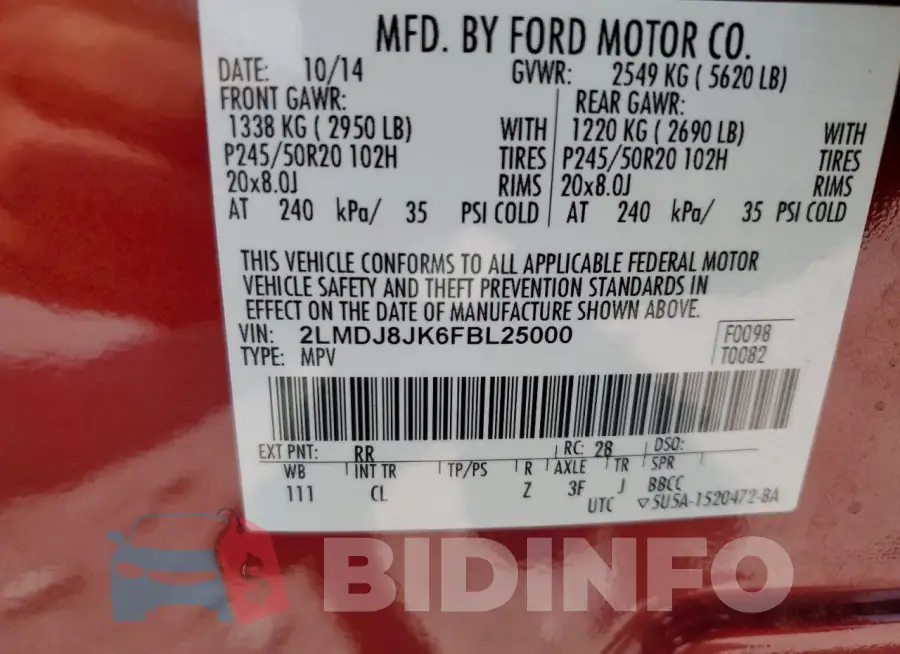 2LMDJ8JK6FBL25000 Photo# 12