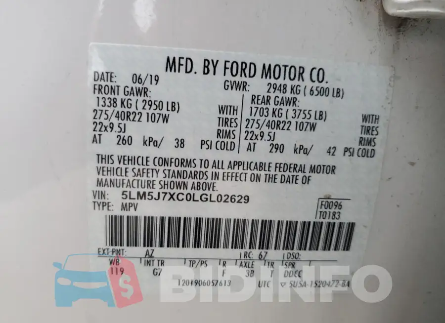 5LM5J7XC0LGL02629 Photo# 13