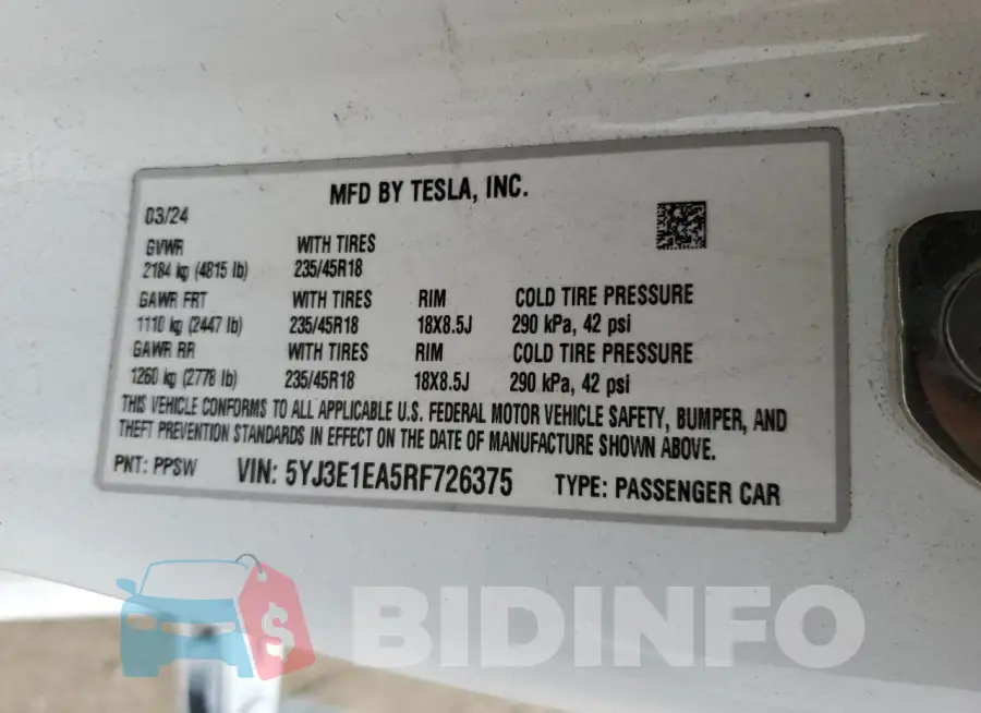 5YJ3E1EA5RF726375 Photo# 13