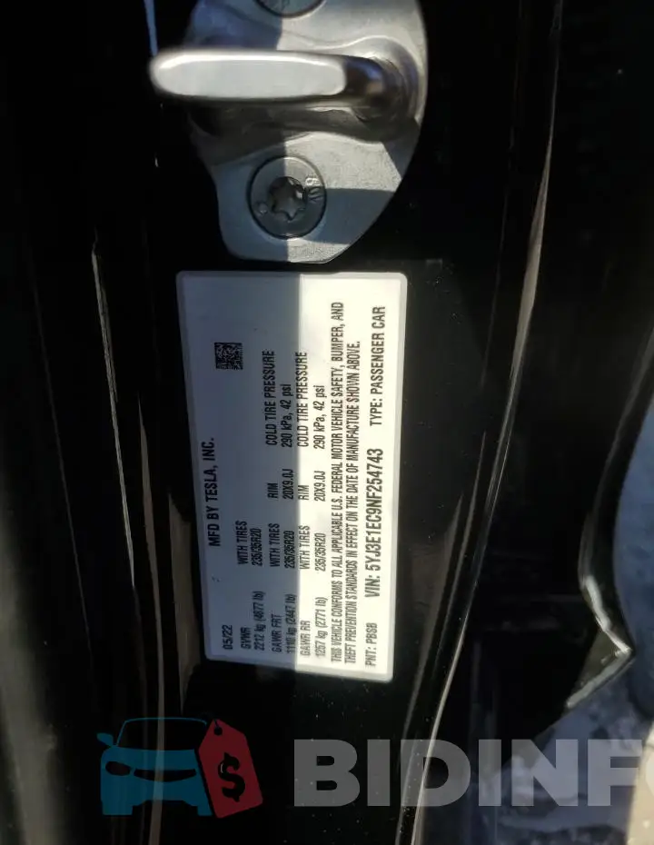 5YJ3E1EC9NF254743 Photo# 12