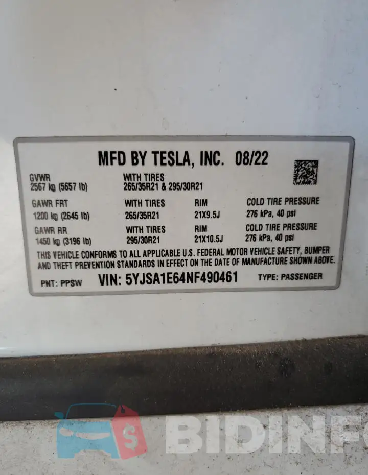 5YJSA1E64NF490461 Photo# 12