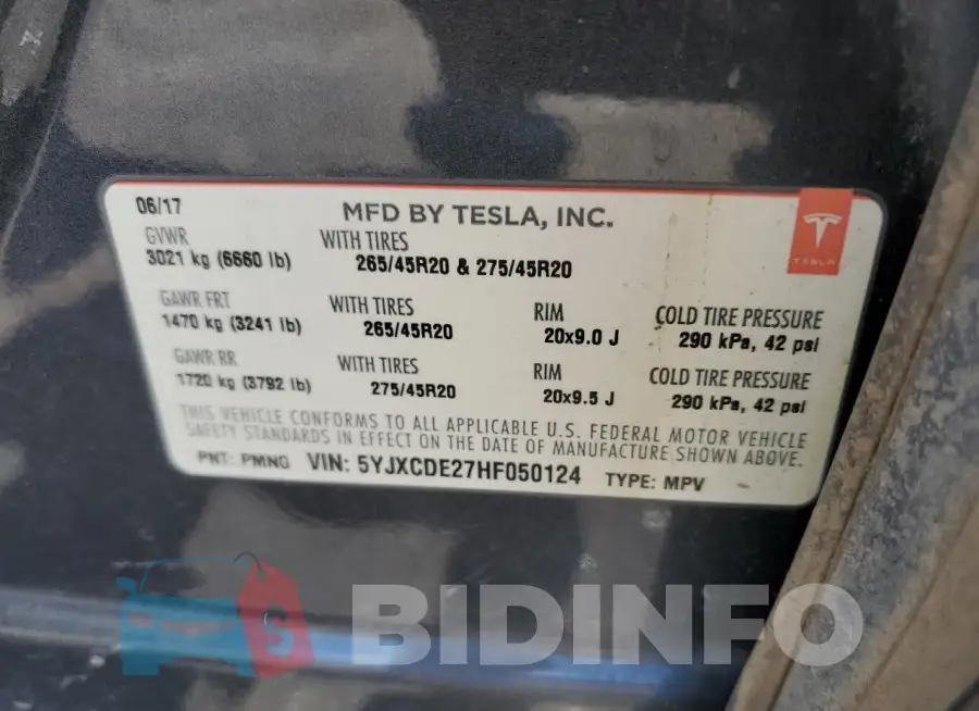 5YJXCDE27HF050124 Photo# 12