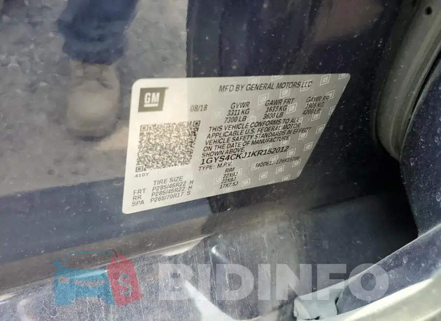 1GYS4CKJ1KR152012 Photo# 13