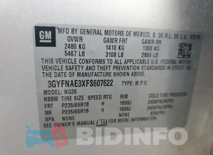 3GYFNAE3XFS607622 Photo# 13