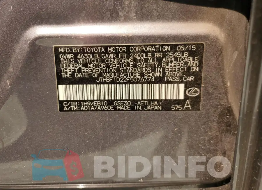 JTHBF1D22F5076774 Photo# 12