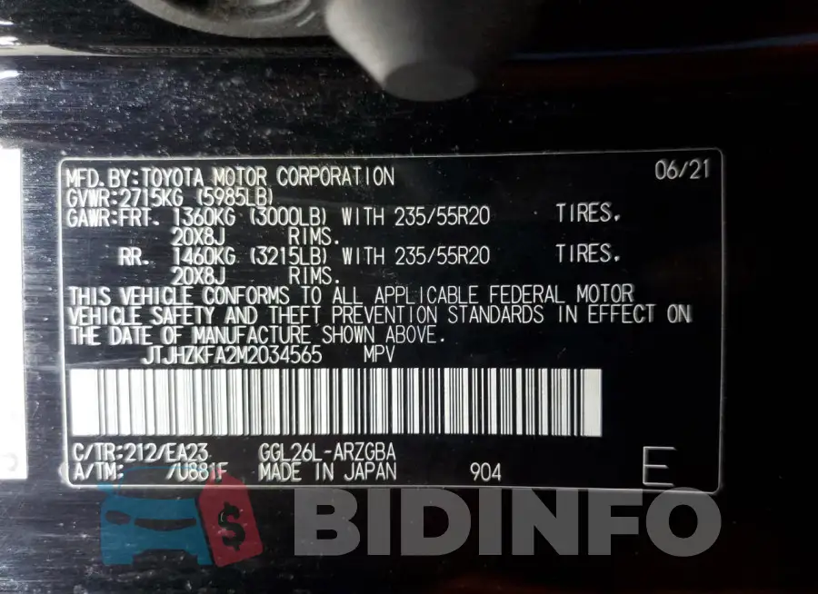 JTJHZKFA2M2034565 Photo# 13