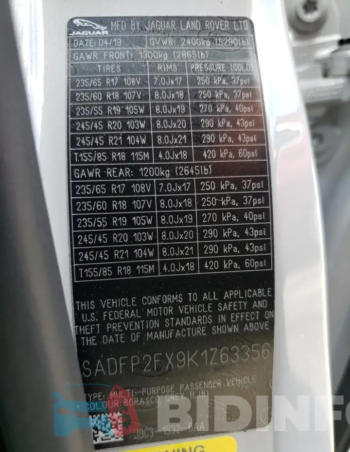SADFP2FX9K1Z63356 Photo# 13