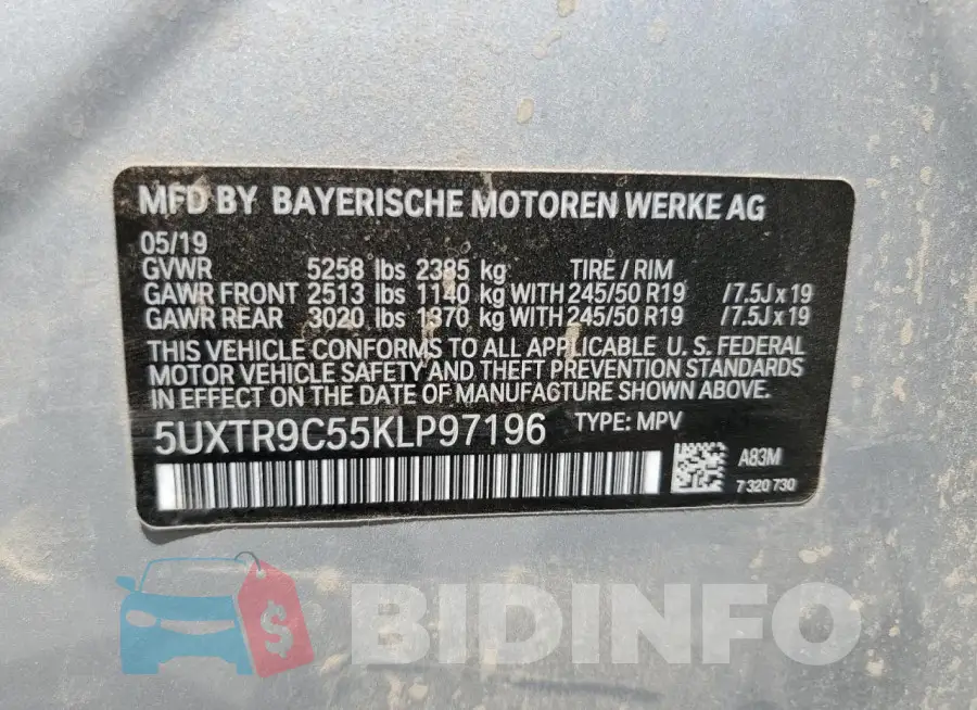 5UXTR9C55KLP97196 Photo# 12