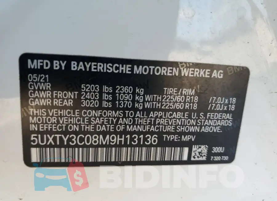 5UXTY3C08M9H13136 Photo# 13