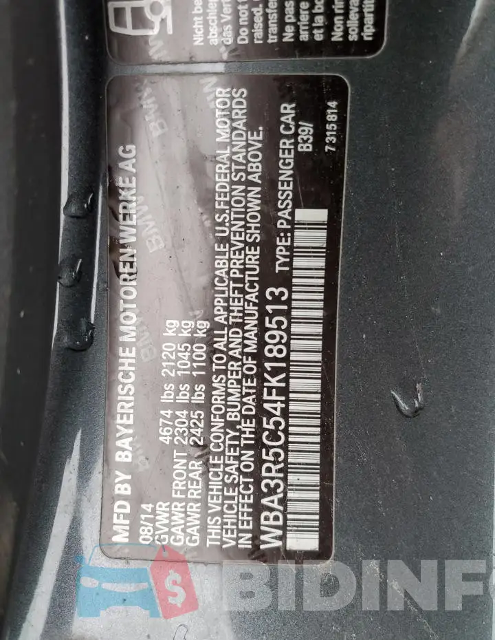 WBA3R5C54FK189513 Photo# 13