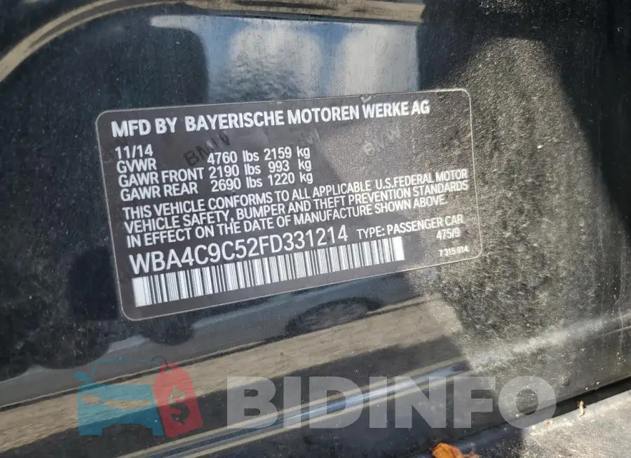WBA4C9C52FD331214 Photo# 12