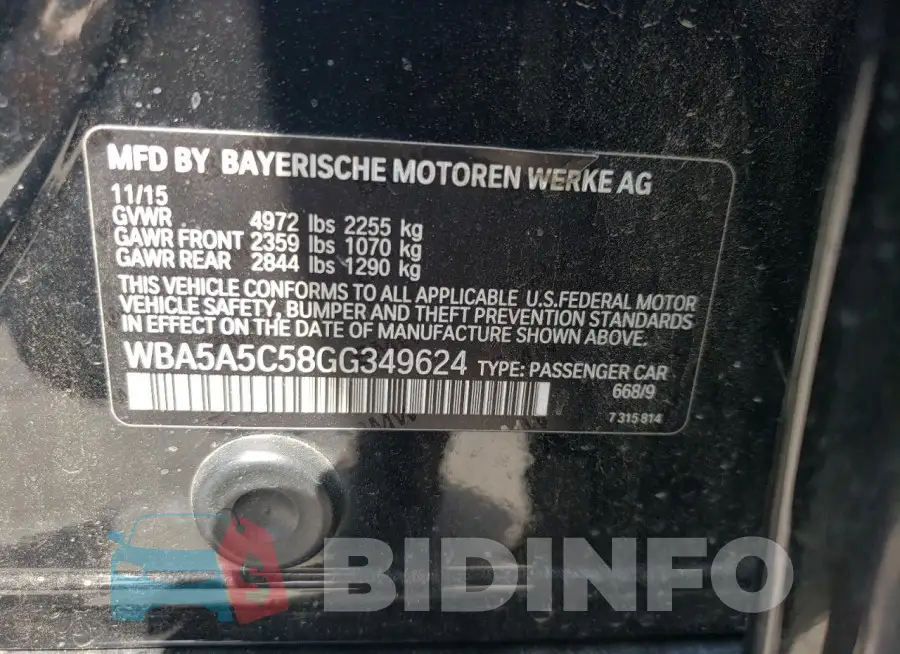 WBA5A5C58GG349624 Photo# 13