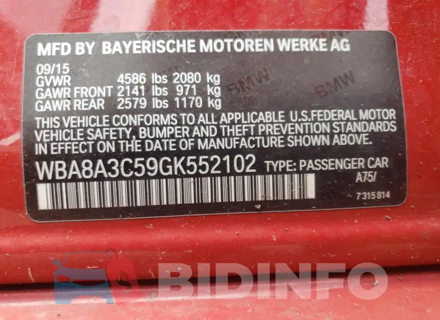 WBA8A3C59GK552102 Photo# 12
