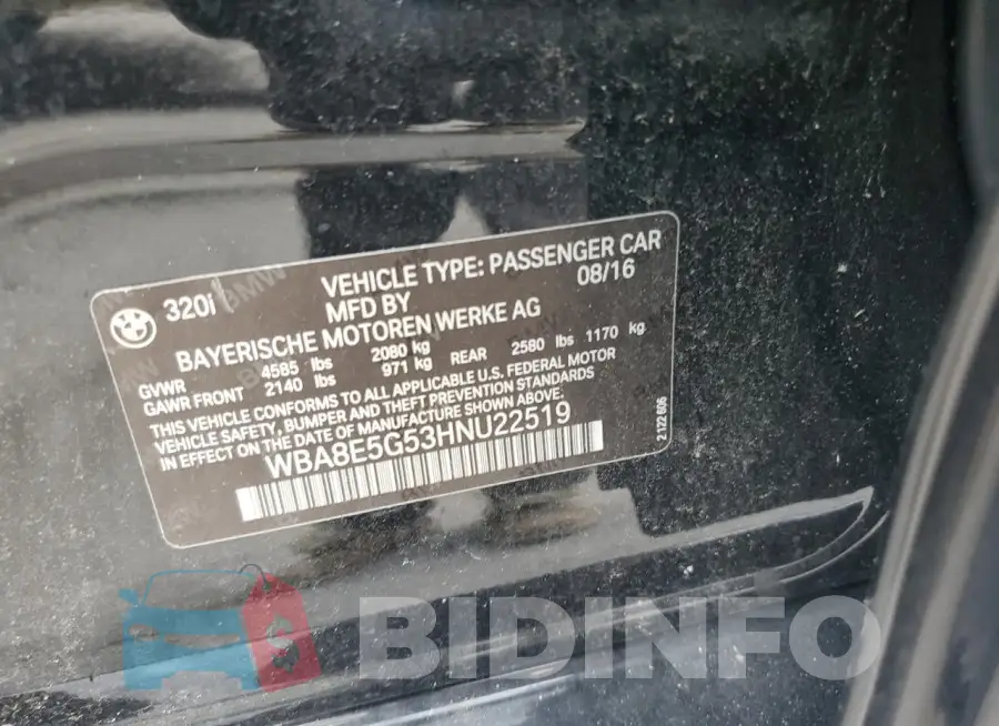 WBA8E5G53HNU22519 Photo# 12