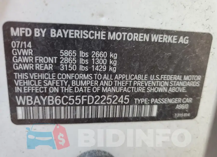 WBAYB6C55FD225245 Photo# 13