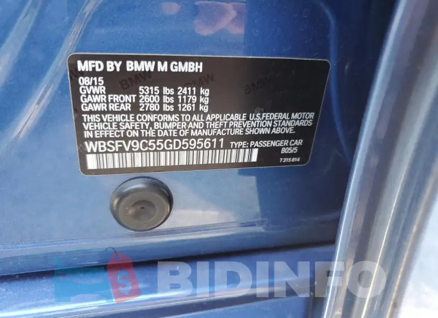 WBSFV9C55GD595611 Photo# 12
