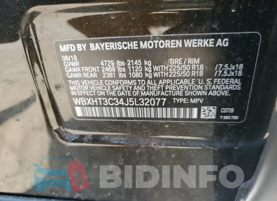 WBXHT3C34J5L32077 Photo# 12