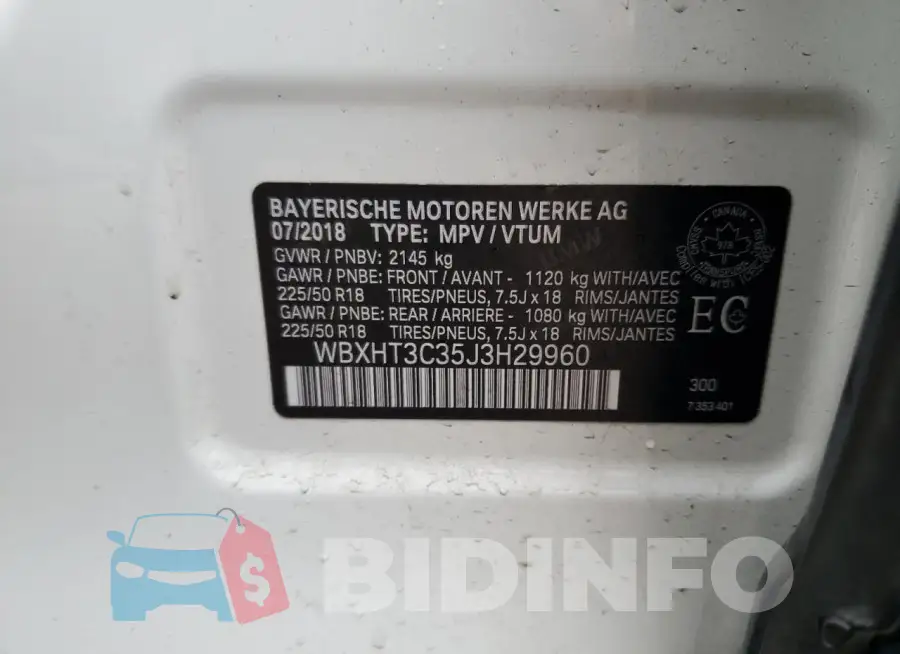 WBXHT3C35J3H29960 Photo# 13