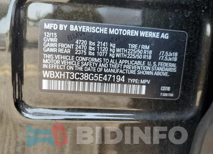 WBXHT3C38G5E47194 Photo# 13