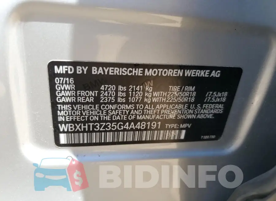 WBXHT3Z35G4A48191 Photo# 12