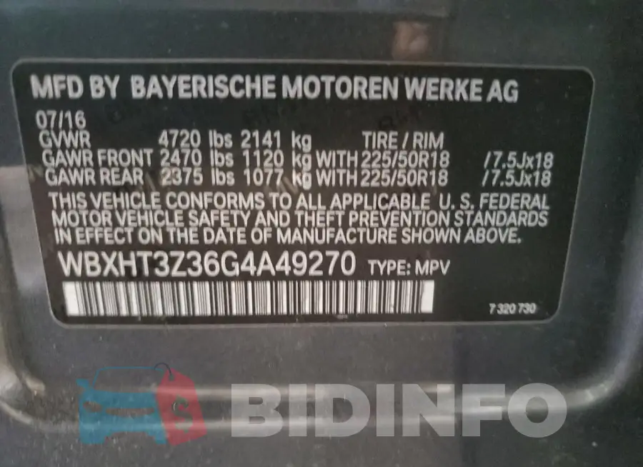 WBXHT3Z36G4A49270 Photo# 12