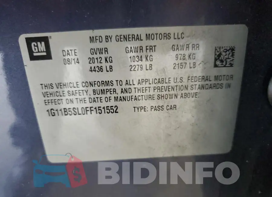 1G11B5SL0FF151552 Photo# 12