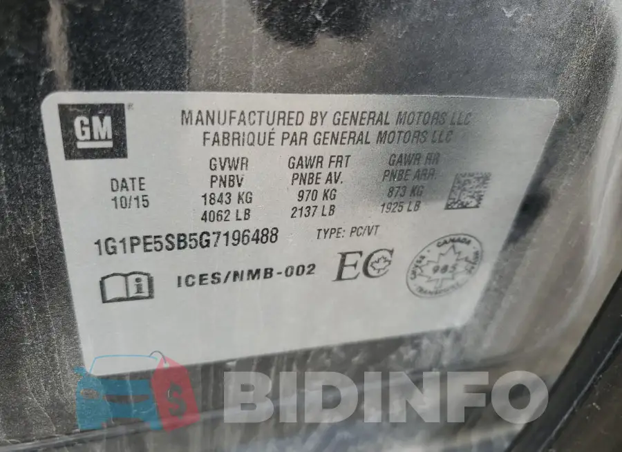 1G1PE5SB5G7196488 Photo# 13
