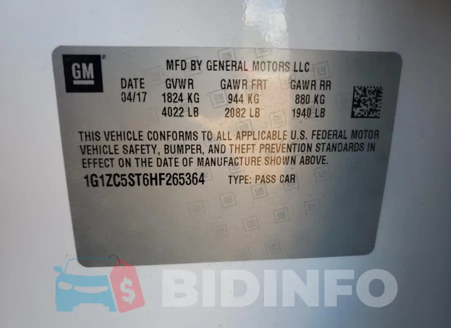 1G1ZC5ST6HF265364 Photo# 12
