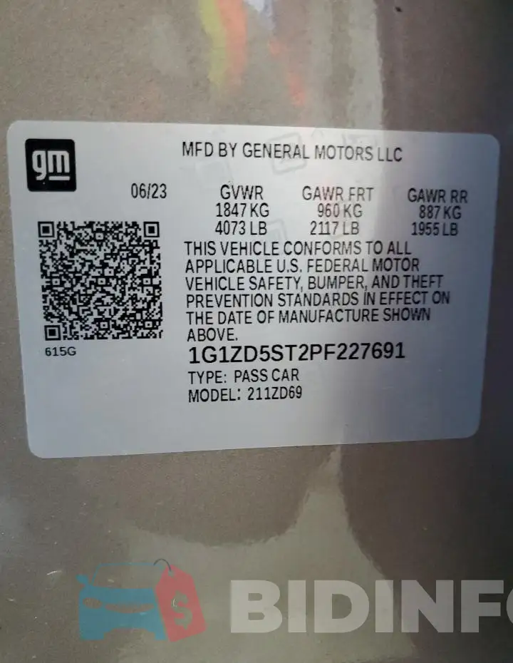 1G1ZD5ST2PF227691 Photo# 12