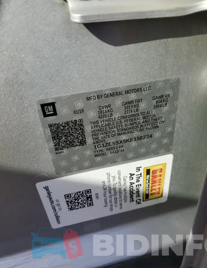 1G1ZE5SX5KF159234 Photo# 12