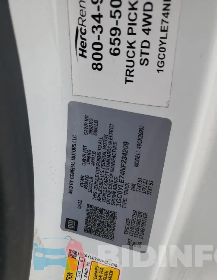 1GC0YLE74NF234209 Photo# 12