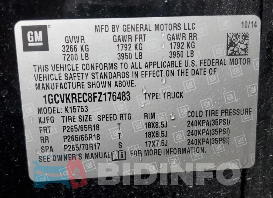 1GCVKREC8FZ176483 Photo# 12