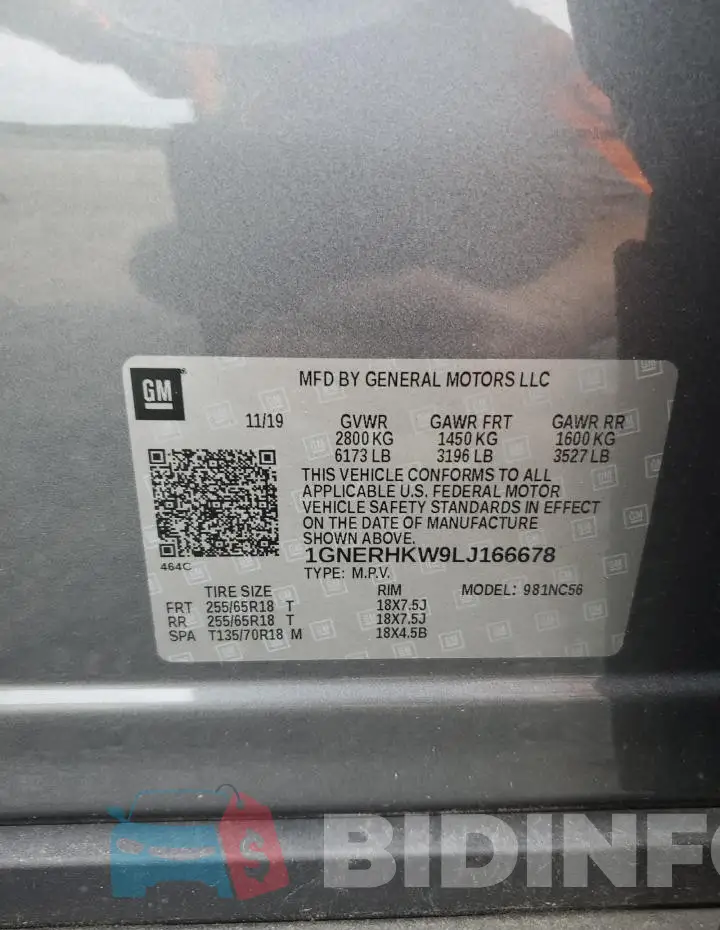 1GNERHKW9LJ166678 Photo# 13