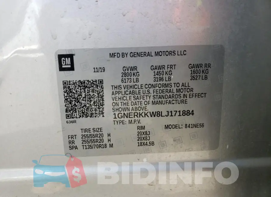1GNERKKW8LJ171884 Photo# 13