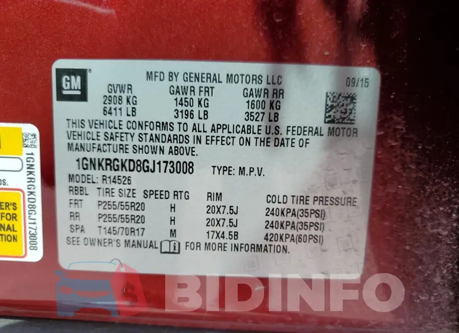 1GNKRGKD8GJ173008 Photo# 13