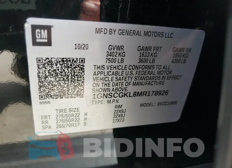 1GNSCGKL8MR178926 Photo# 14
