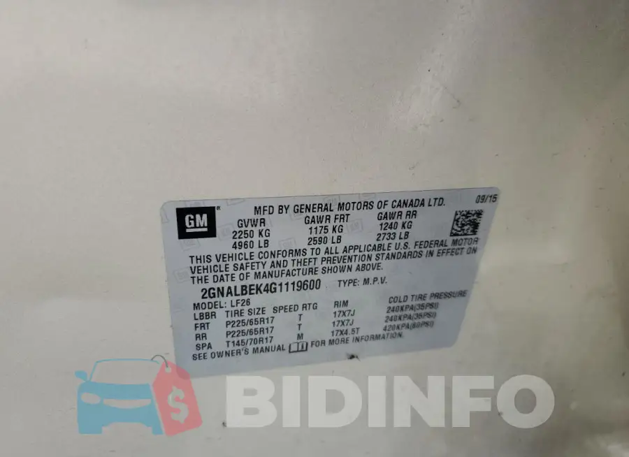 2GNALBEK4G1119600 Photo# 13