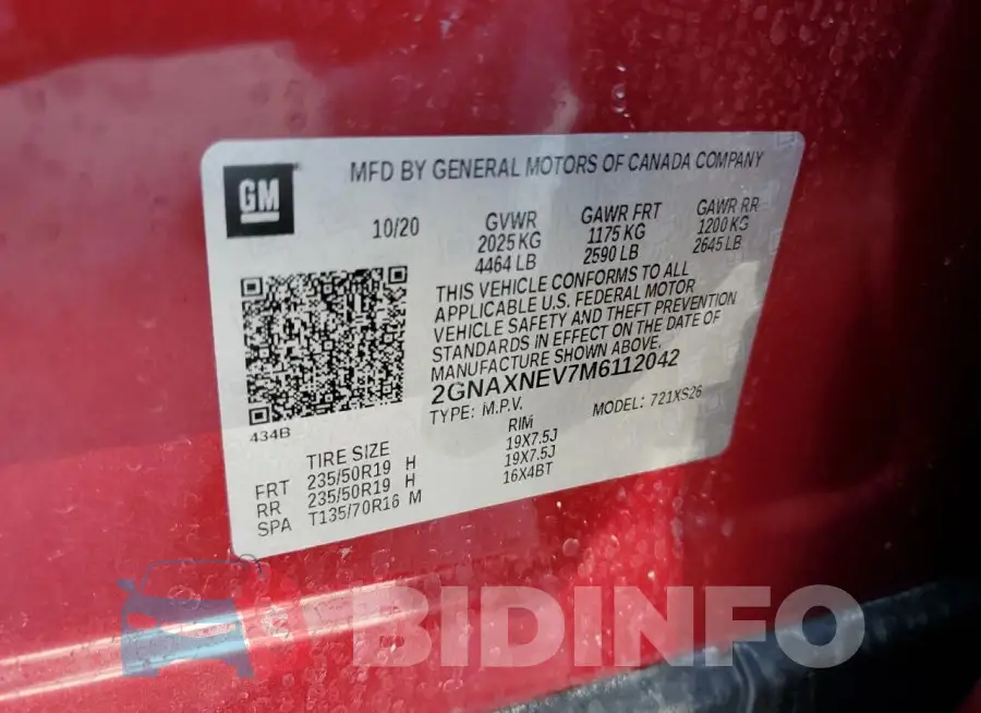 2GNAXNEV7M6112042 Photo# 13