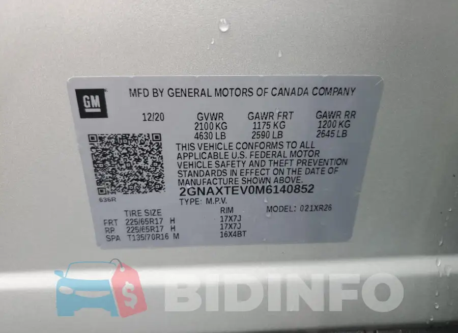 2GNAXTEV0M6140852 Photo# 13