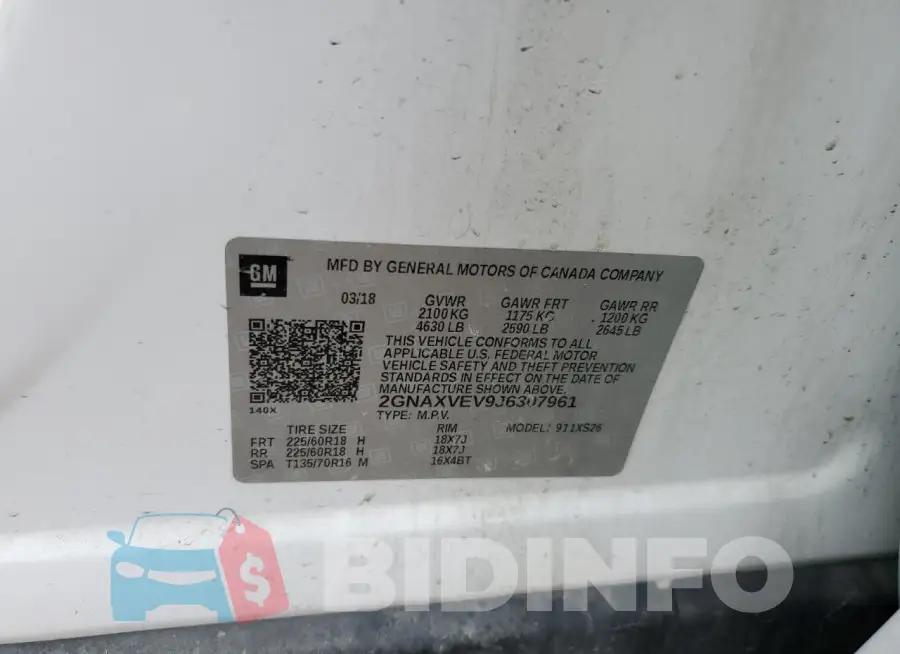 2GNAXVEV9J6307961 Photo# 12